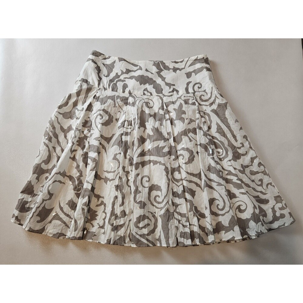 INC International Concepts Womans Taupe Beige Sequined Flare Lined Skirt  Size 4